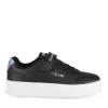 Baskets NOIR Fille Motif Uni Scratch + Elastique