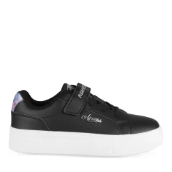 Baskets NOIR Fille Motif Uni Scratch + Elastique