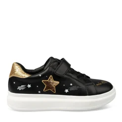 Baskets NOIR Fille Motif Etoiles Scratch