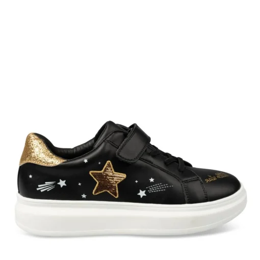 Baskets NOIR Fille Motif Etoiles Scratch