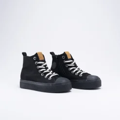 Baskets NOIR Fille Motif Uni Lacets