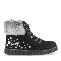 Baskets NOIR Fille Motif Uni Elastique + Fermeture éclair