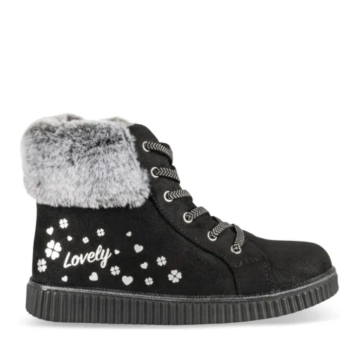 Baskets NOIR Fille Motif Uni Elastique + Fermeture éclair