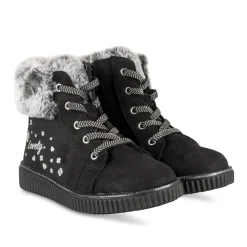 Baskets NOIR Fille Motif Uni Elastique + Fermeture éclair