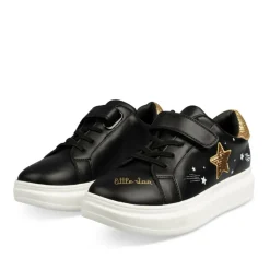 Baskets NOIR Fille Motif Etoiles Scratch