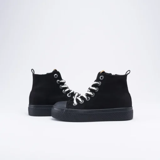 Baskets NOIR Fille Motif Uni Lacets