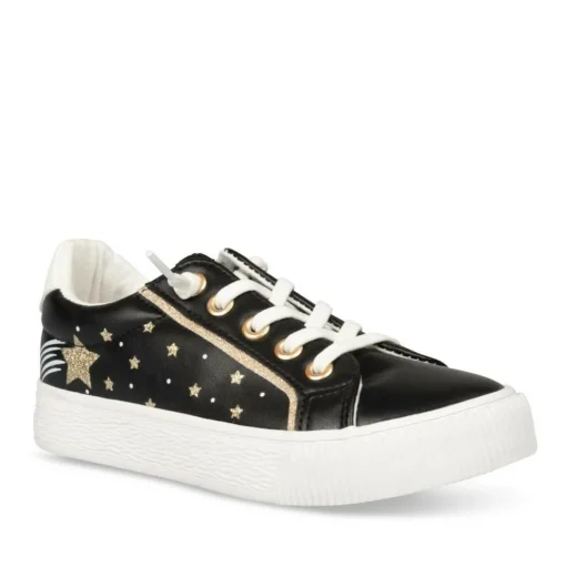 Baskets NOIR Fille Motif Etoiles Fermeture éclair