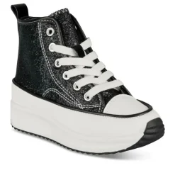 Baskets NOIR Fille Motif Paillettes Lacets + Fermeture éclair