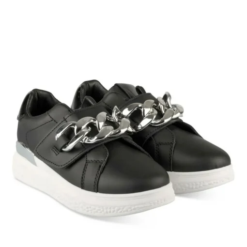 Baskets NOIR Fille Motif Chaîne Scratch