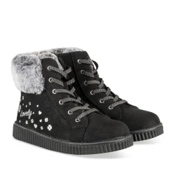 Baskets NOIR Fille Motif Uni Elastique + Fermeture éclair