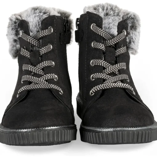 Baskets NOIR Fille Motif Uni Elastique + Fermeture éclair