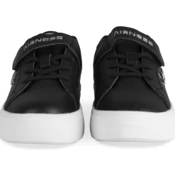 Baskets NOIR Fille Motif Uni Scratch + Elastique