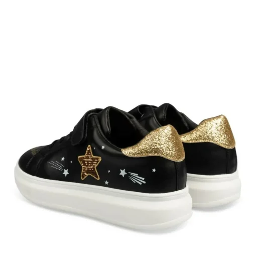 Baskets NOIR Fille Motif Etoiles Scratch