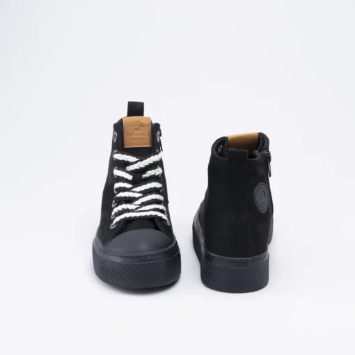 Baskets NOIR Fille Motif Uni Lacets
