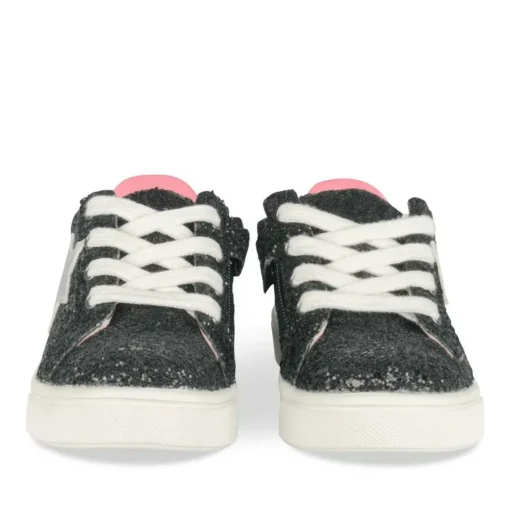 Baskets NOIR Fille Motif Paillettes Lacets