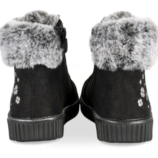 Baskets NOIR Fille Motif Uni Elastique + Fermeture éclair