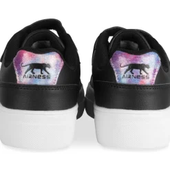 Baskets NOIR Fille Motif Uni Scratch + Elastique