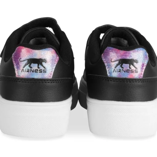 Baskets NOIR Fille Motif Uni Scratch + Elastique