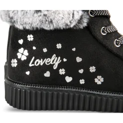 Baskets NOIR Fille Motif Uni Elastique + Fermeture éclair