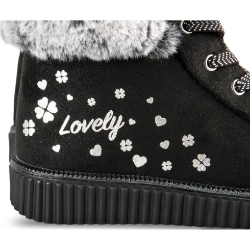 Baskets NOIR Fille Motif Uni Elastique + Fermeture éclair