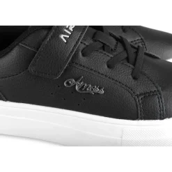 Baskets NOIR Fille Motif Uni Scratch + Elastique