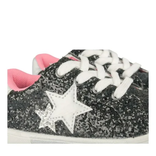 Baskets NOIR Fille Motif Paillettes Lacets