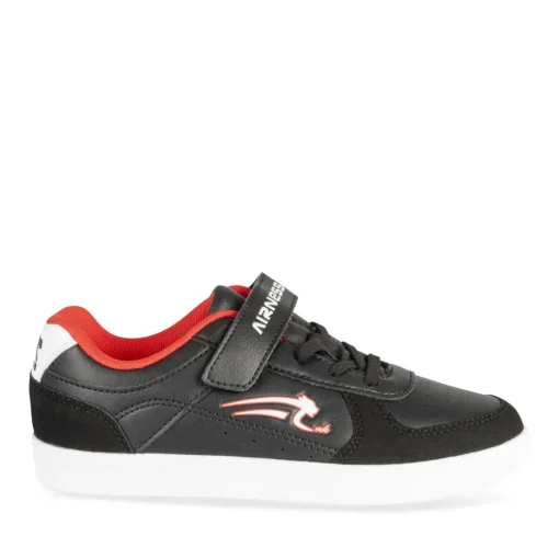 Baskets NOIR Garçon Motif Uni Scratch + Elastique