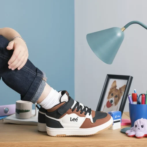 Baskets NOIR Garçon Motif Uni Scratch + Elastique