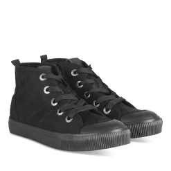 Baskets NOIR Garçon Motif Uni Lacets + Fermeture éclair