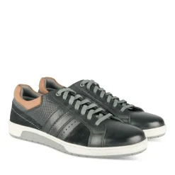 Baskets NOIR Homme CUIR Motif Uni Lacets
