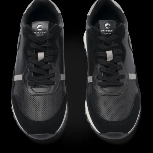 Baskets NOIR Homme CUIR Motif Uni Lacets