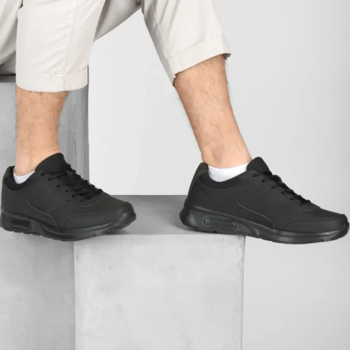 Baskets NOIR Homme Motif Uni Lacets