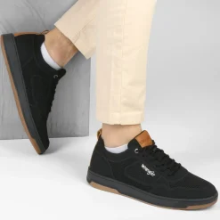 Baskets NOIR Homme Motif Uni Lacets