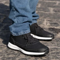 Baskets NOIR Homme Motif Uni Lacets