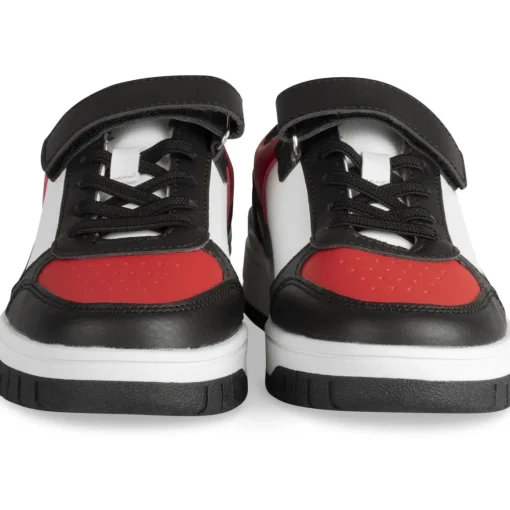Baskets ROUGE Garçon Motif Uni Scratch + Elastique