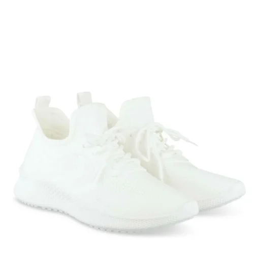 Baskets Running BLANC Femme Motif Uni A Enfiler