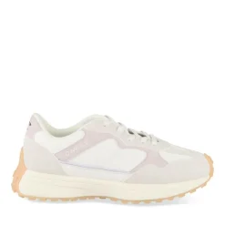 Baskets Running BLANC Fille Motif Uni Elastique