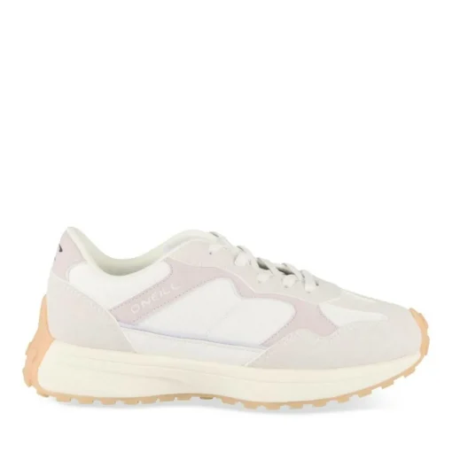 Baskets Running BLANC Fille Motif Uni Elastique