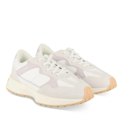Baskets Running BLANC Fille Motif Uni Elastique