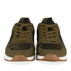 Baskets Running KAKI Homme Motif Uni Lacets