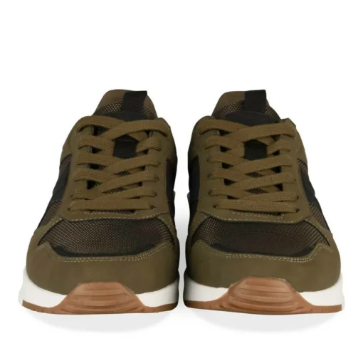 Baskets Running KAKI Homme Motif Uni Lacets
