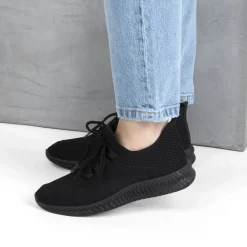 Baskets Running NOIR Femme Motif Uni Lacets