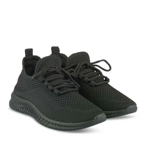 Baskets Running NOIR Femme Motif Uni Lacets