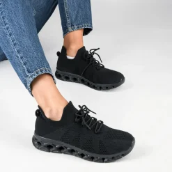 Baskets Running NOIR Homme Motif Uni Lacets