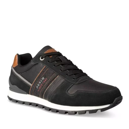 Baskets Running NOIR Homme Motif Uni Lacets