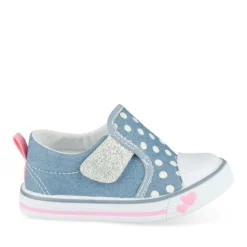 Baskets Slip-on BLEU Fille Motif A Pois Scratch