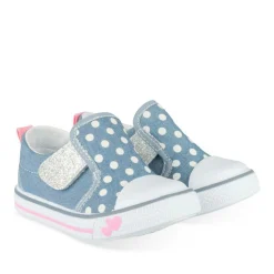 Baskets Slip-on BLEU Fille Motif A Pois Scratch
