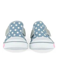 Baskets Slip-on BLEU Fille Motif A Pois Scratch