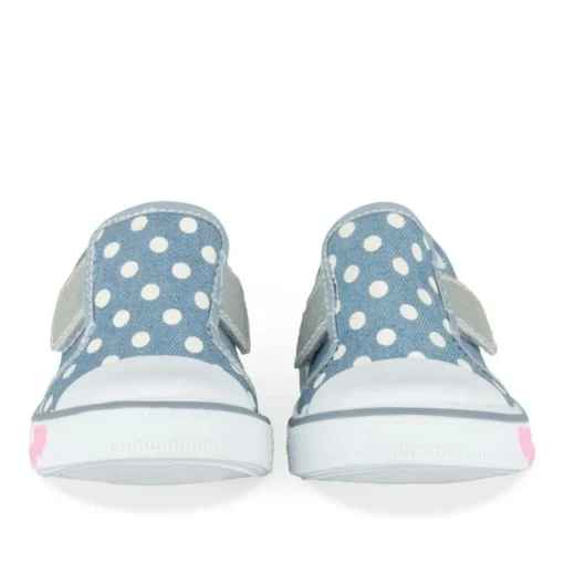 Baskets Slip-on BLEU Fille Motif A Pois Scratch