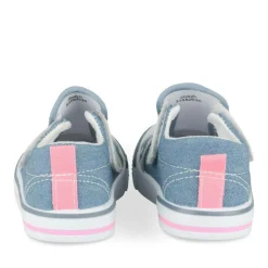 Baskets Slip-on BLEU Fille Motif A Pois Scratch